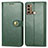 Leather Case Stands Flip Cover Holder S05D for Motorola Moto G60 Green