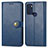 Leather Case Stands Flip Cover Holder S05D for Motorola Moto G60s Blue