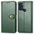 Leather Case Stands Flip Cover Holder S05D for Motorola Moto G60s Green