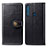 Leather Case Stands Flip Cover Holder S05D for Motorola Moto One Fusion Plus Black