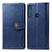 Leather Case Stands Flip Cover Holder S05D for Motorola Moto One Fusion Plus Blue