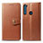 Leather Case Stands Flip Cover Holder S05D for Motorola Moto One Fusion Plus Brown