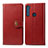 Leather Case Stands Flip Cover Holder S05D for Motorola Moto One Fusion Plus Red