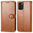 Leather Case Stands Flip Cover Holder S05D for Oppo Reno6 Z 5G Brown