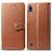 Leather Case Stands Flip Cover Holder S05D for Samsung Galaxy A10 Brown