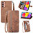 Leather Case Stands Flip Cover Holder S05D for Samsung Galaxy F13 4G Brown