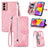 Leather Case Stands Flip Cover Holder S05D for Samsung Galaxy F13 4G Pink