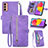 Leather Case Stands Flip Cover Holder S05D for Samsung Galaxy F13 4G Purple