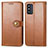 Leather Case Stands Flip Cover Holder S05D for Samsung Galaxy F52 5G Brown