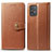 Leather Case Stands Flip Cover Holder S05D for Samsung Galaxy S10 Lite Brown