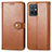 Leather Case Stands Flip Cover Holder S05D for Vivo T1 5G India Brown