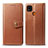 Leather Case Stands Flip Cover Holder S05D for Xiaomi Redmi 9C Brown