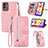 Leather Case Stands Flip Cover Holder S06D for Samsung Galaxy M13 5G Pink