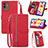 Leather Case Stands Flip Cover Holder S06D for Samsung Galaxy M13 5G Red