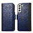 Leather Case Stands Flip Cover Holder S06D for Samsung Galaxy S22 Plus 5G Blue