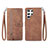 Leather Case Stands Flip Cover Holder S06D for Samsung Galaxy S22 Ultra 5G Brown