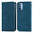 Leather Case Stands Flip Cover Holder S08D for Motorola Moto G31 Blue