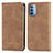 Leather Case Stands Flip Cover Holder S08D for Motorola Moto G31 Brown