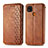 Leather Case Stands Flip Cover Holder S09D for Xiaomi POCO C31 Brown