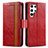 Leather Case Stands Flip Cover Holder S10D for Samsung Galaxy S21 Ultra 5G Red