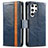 Leather Case Stands Flip Cover Holder S10D for Samsung Galaxy S22 Ultra 5G Blue