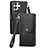Leather Case Stands Flip Cover Holder S15D for Samsung Galaxy S22 Ultra 5G Black