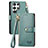 Leather Case Stands Flip Cover Holder S15D for Samsung Galaxy S22 Ultra 5G Green