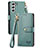 Leather Case Stands Flip Cover Holder S15D for Samsung Galaxy S23 Plus 5G Green