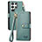 Leather Case Stands Flip Cover Holder S15D for Samsung Galaxy S23 Ultra 5G Green