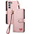 Leather Case Stands Flip Cover Holder S15D for Samsung Galaxy S25 5G Pink
