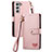 Leather Case Stands Flip Cover Holder S16D for Samsung Galaxy S22 5G Pink