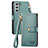 Leather Case Stands Flip Cover Holder S16D for Samsung Galaxy S25 5G Green