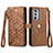 Leather Case Stands Flip Cover Holder S17D for Motorola Moto Edge Plus (2022) 5G Brown