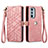 Leather Case Stands Flip Cover Holder S17D for Motorola Moto Edge Plus (2022) 5G Pink