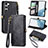 Leather Case Stands Flip Cover Holder S17D for Samsung Galaxy S22 Plus 5G