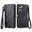 Leather Case Stands Flip Cover Holder S17D for Samsung Galaxy S22 Plus 5G Black