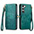 Leather Case Stands Flip Cover Holder S17D for Samsung Galaxy S22 Plus 5G Green