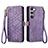 Leather Case Stands Flip Cover Holder S17D for Samsung Galaxy S22 Plus 5G Purple