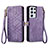 Leather Case Stands Flip Cover Holder S17D for Samsung Galaxy S22 Ultra 5G Purple