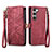 Leather Case Stands Flip Cover Holder S17D for Samsung Galaxy S23 Plus 5G Red