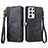 Leather Case Stands Flip Cover Holder S17D for Samsung Galaxy S23 Ultra 5G Black