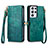 Leather Case Stands Flip Cover Holder S17D for Samsung Galaxy S23 Ultra 5G Green