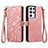 Leather Case Stands Flip Cover Holder S17D for Samsung Galaxy S23 Ultra 5G Pink