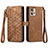 Leather Case Stands Flip Cover Holder S18D for Motorola Moto Edge 30 Fusion 5G Brown