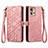 Leather Case Stands Flip Cover Holder S18D for Motorola Moto Edge 30 Fusion 5G Pink