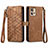 Leather Case Stands Flip Cover Holder S18D for Motorola Moto Edge 30 Pro 5G Brown