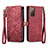Leather Case Stands Flip Cover Holder S18D for Samsung Galaxy S20 FE (2022) 5G Red