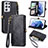 Leather Case Stands Flip Cover Holder S18D for Samsung Galaxy S22 Ultra 5G