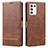 Leather Case Stands Flip Cover Holder SY1 for Oppo K9S 5G Brown