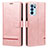 Leather Case Stands Flip Cover Holder SY1 for Oppo Reno6 Pro 5G India Pink